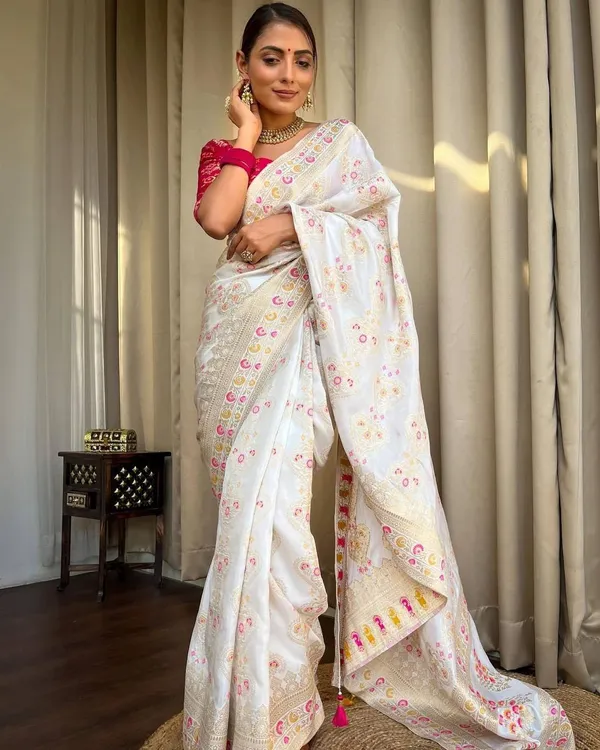 White_Pure_Banarasi_Saree