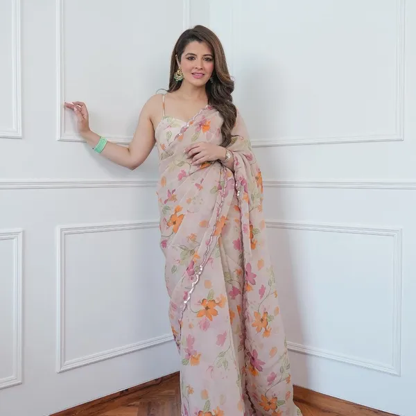 Aria_Beige_Floral_Printed_Organza_Saree