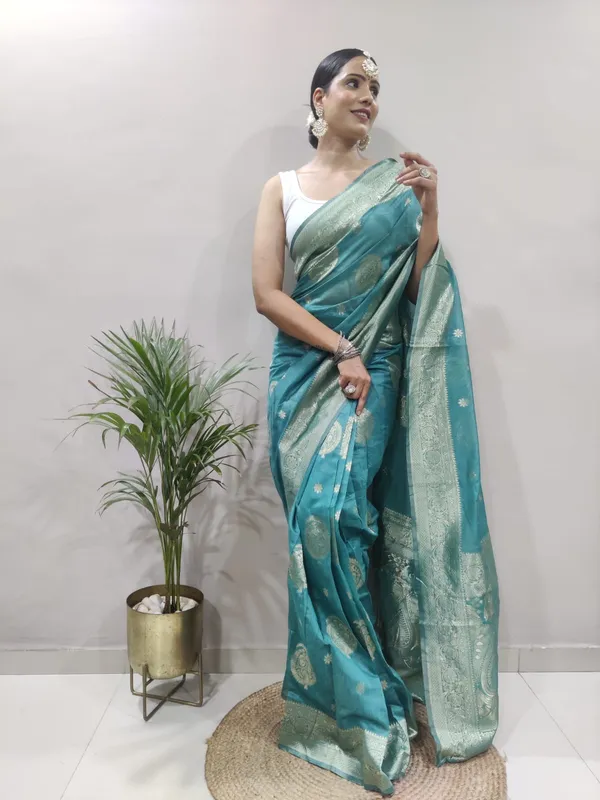 Teal_1-Minute_Ready_To_Wear_Saree