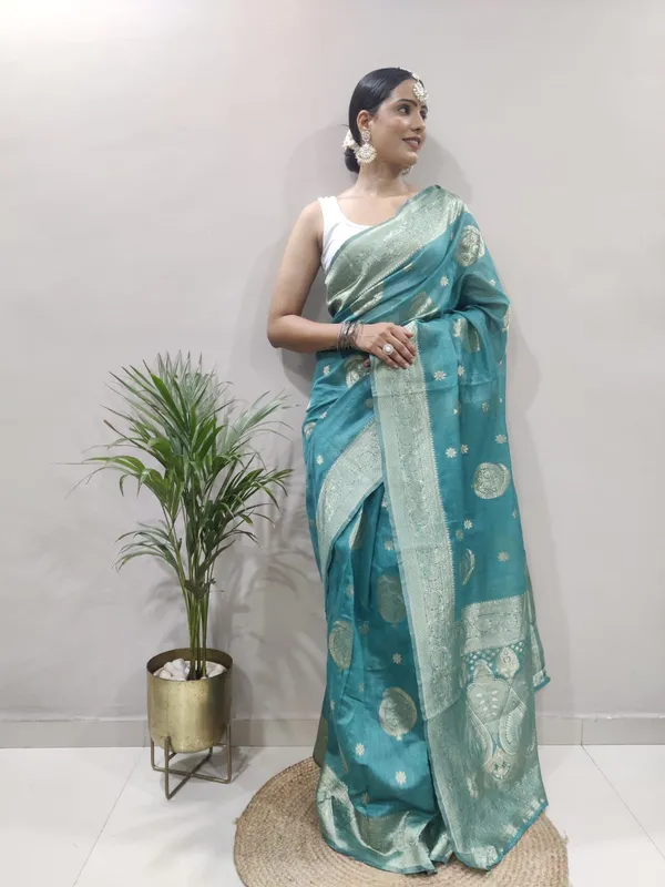 Teal_1-Minute_Ready_To_Wear_Saree