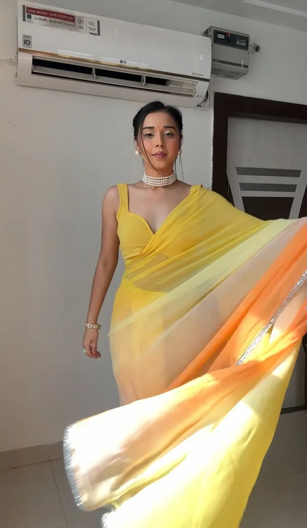 Yellow_1-Minute_Ready_To_Wear_Georgette_Saree