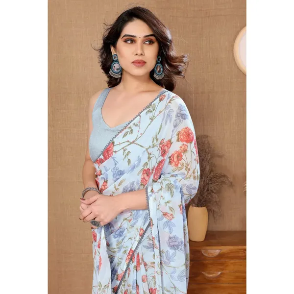 Blue_Kalamkari_1-Minute_Ready_To_Wear_Georgette_Saree