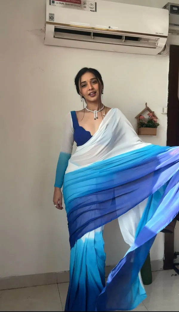 White_&_Blue_1-Minute_Ready_To_Wear_Georgette_Saree