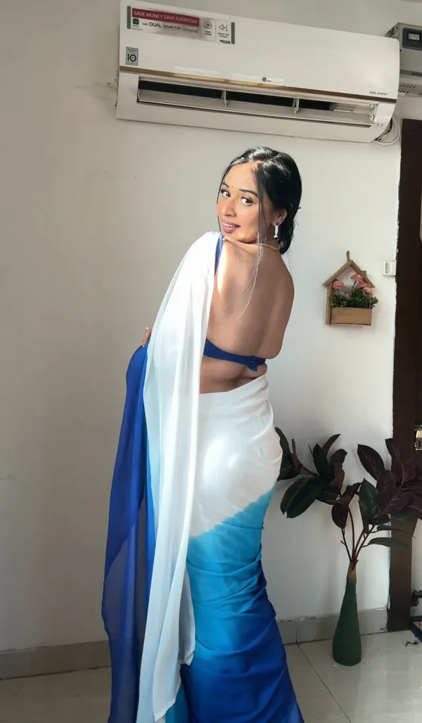 White_&_Blue_1-Minute_Ready_To_Wear_Georgette_Saree