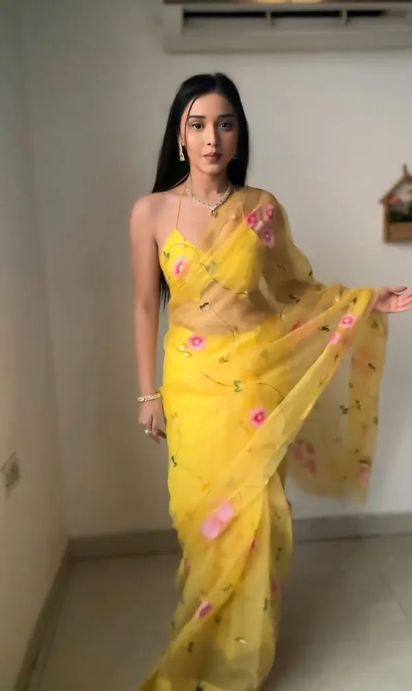 Mango_Yellow_1-Minute_Ready_To_Wear_Organza_Saree