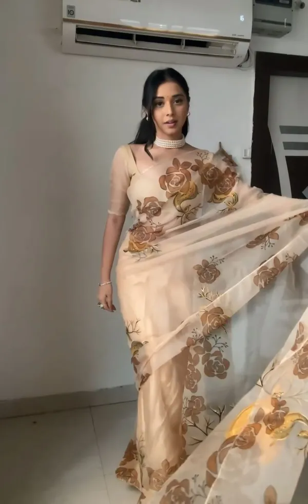 Chocolate_1-Minute_Ready_To_Wear_Organza_Saree