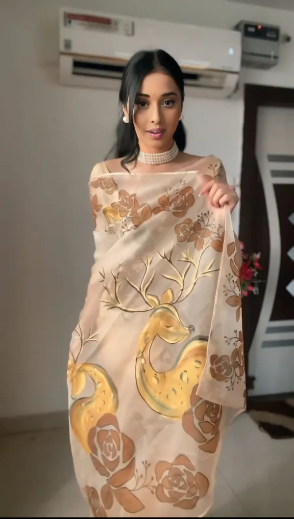 Chocolate_1-Minute_Ready_To_Wear_Organza_Saree