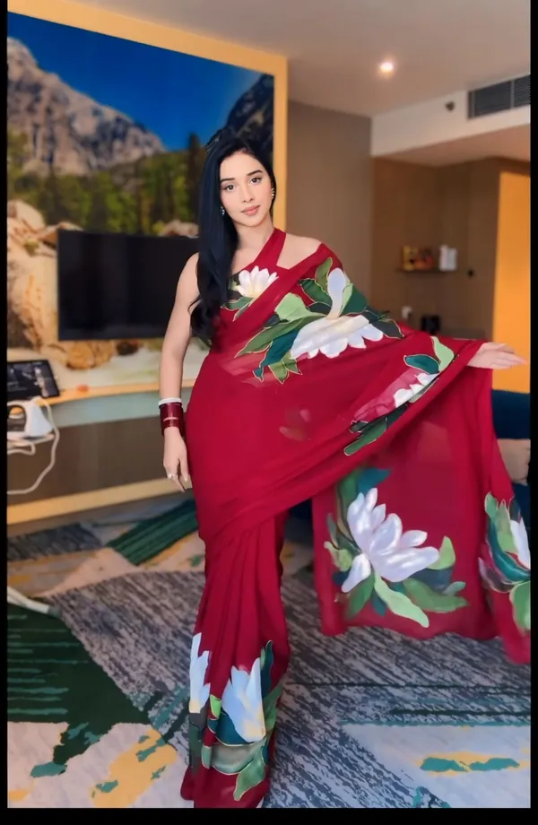 Cherry_Red_1-Minute_Ready_To_Wear_Georgette_Saree