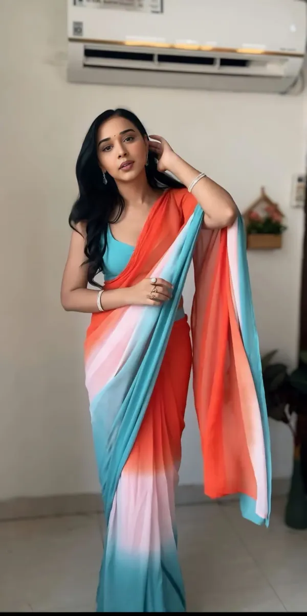 Multicolor_1-Minute_Ready_To_Wear_Georgette_Saree