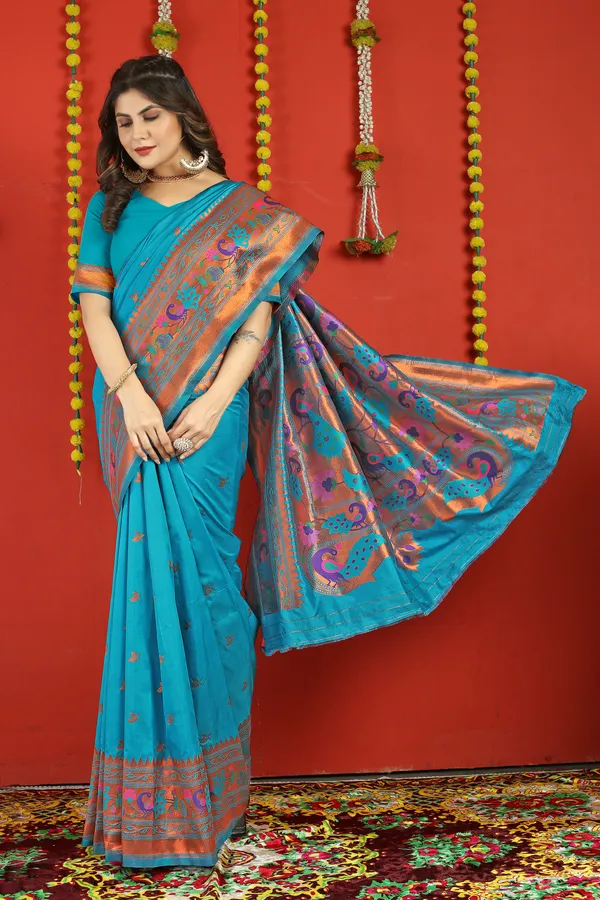 Blue_Pure_Silk_Paithani_Saree