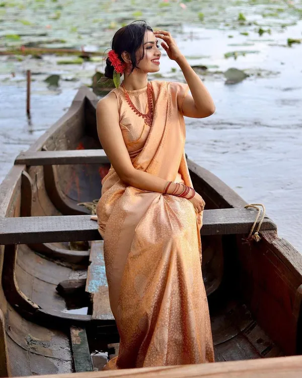 Peach_Pure_Banarasi_Saree