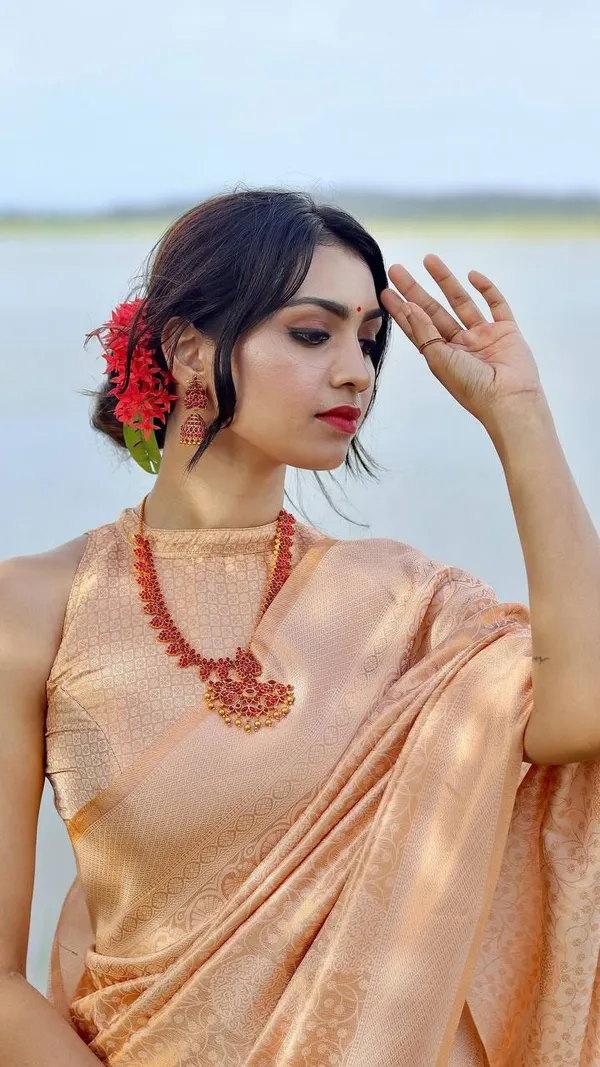 Peach_Pure_Banarasi_Saree