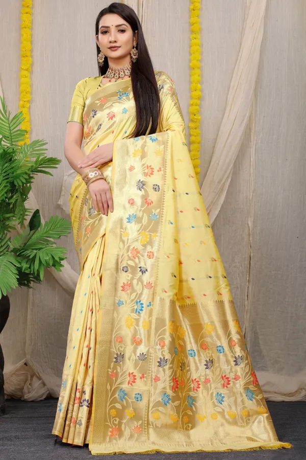 Lemon_Yellow_Zari_Work_Patola_Silk_Saree