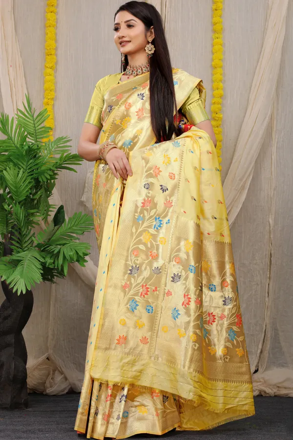 Lemon_Yellow_Zari_Work_Patola_Silk_Saree