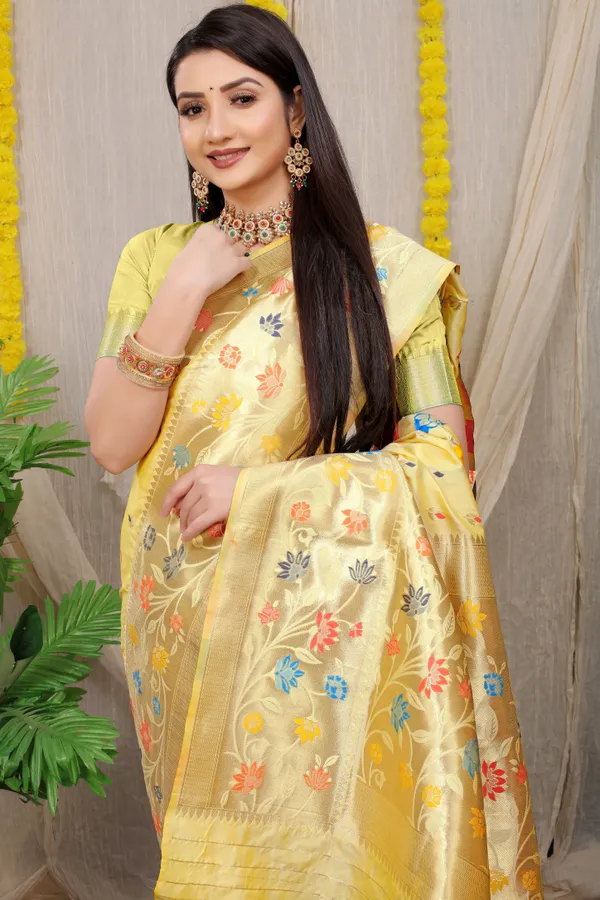 Lemon_Yellow_Zari_Work_Patola_Silk_Saree