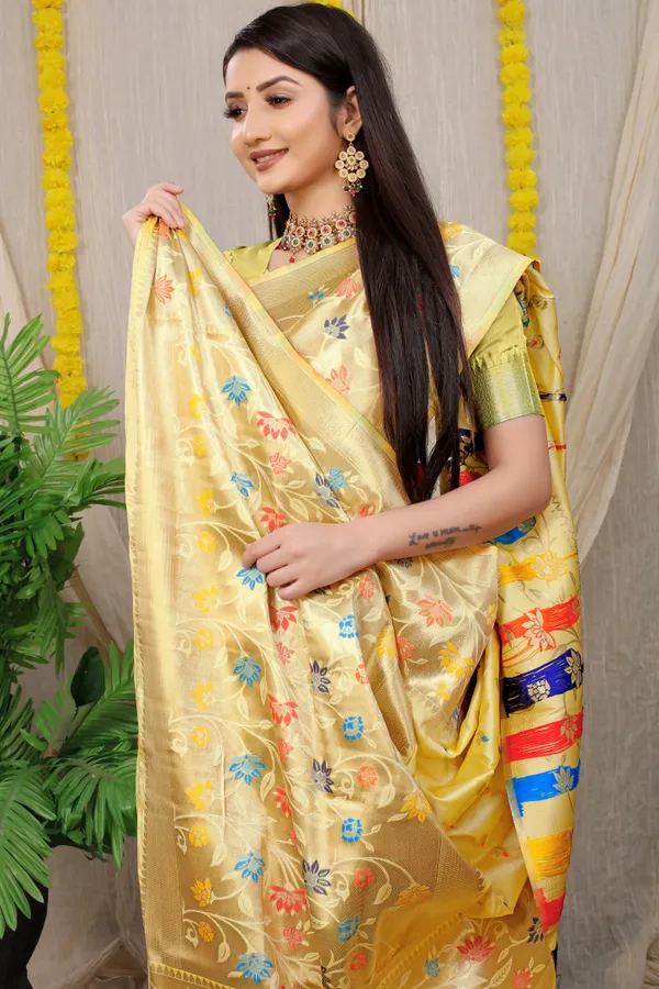 Lemon_Yellow_Zari_Work_Patola_Silk_Saree