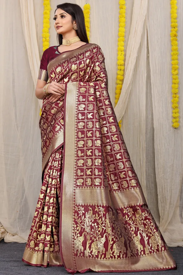 Maroon_Zari_Work_Patola_Silk_Saree
