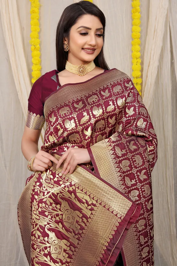 Maroon_Zari_Work_Patola_Silk_Saree