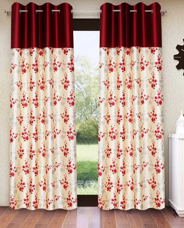 Home_Sizzler_2_Pieces_Solid_Patch_Bloom_Burst_Eyelet_Polyester_Window_Curtains_-_5_Feet,_Maroon