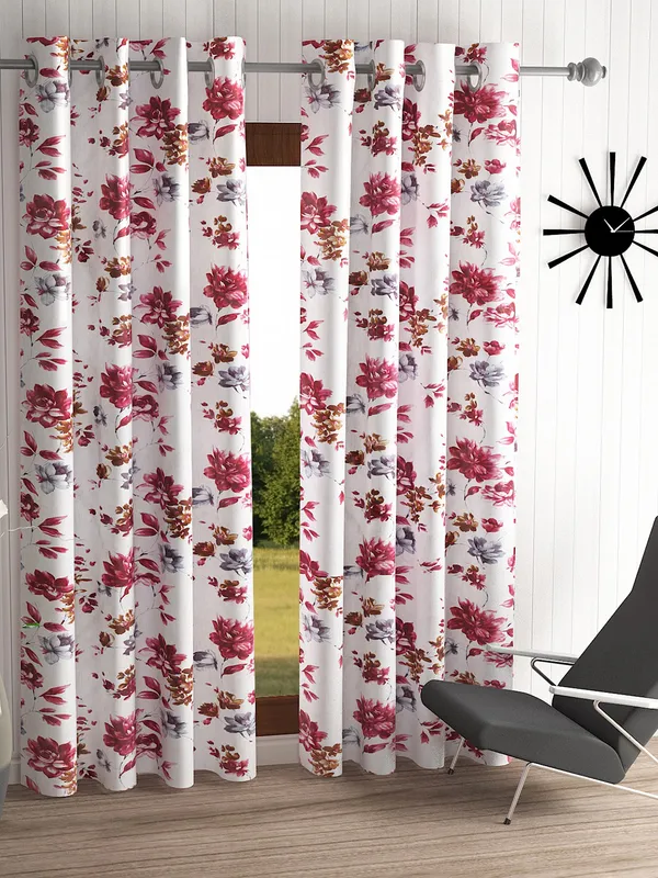 2_Piece_Windflower_Eyelet_Polyester_Curtains_-__Maroon