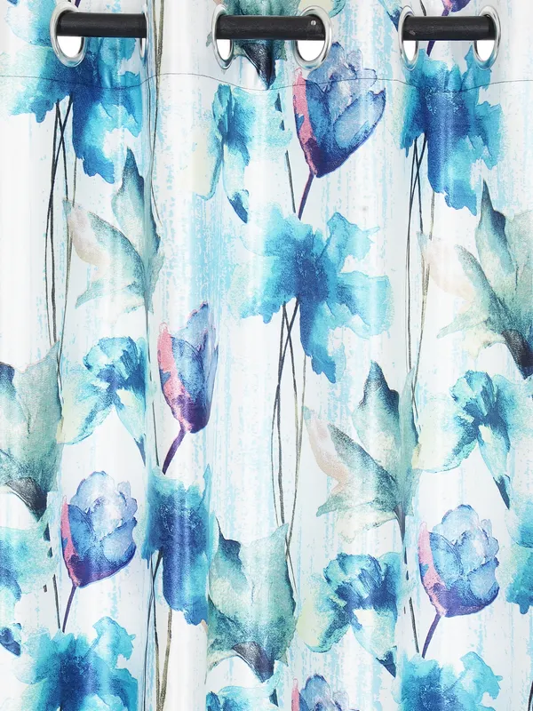 2_Pieces_Abstract_Eyelet_Polyester_Curtains_-_Blue