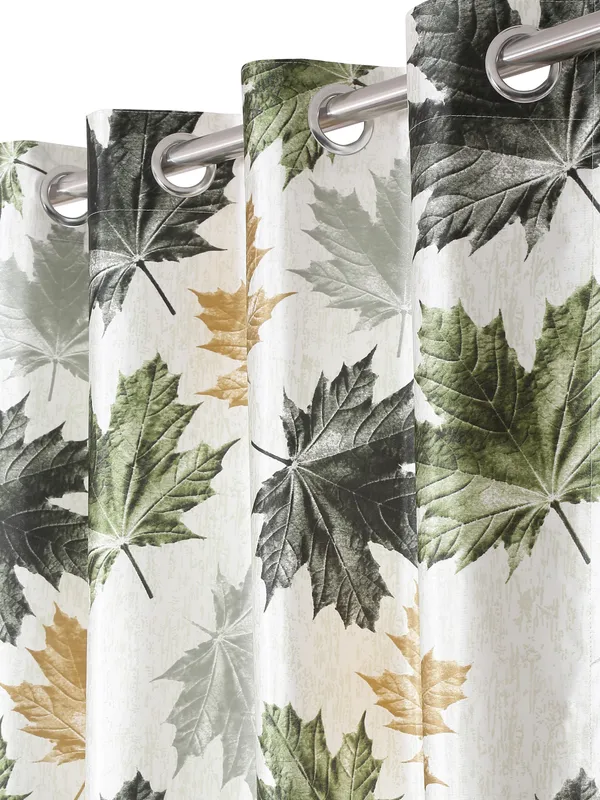 2_Pieces_3D_Maple_Eyelet_Polyester_Curtains_-_Maroon