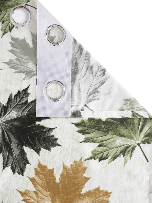2_Pieces_3D_Maple_Eyelet_Polyester_Curtains_-_Maroon