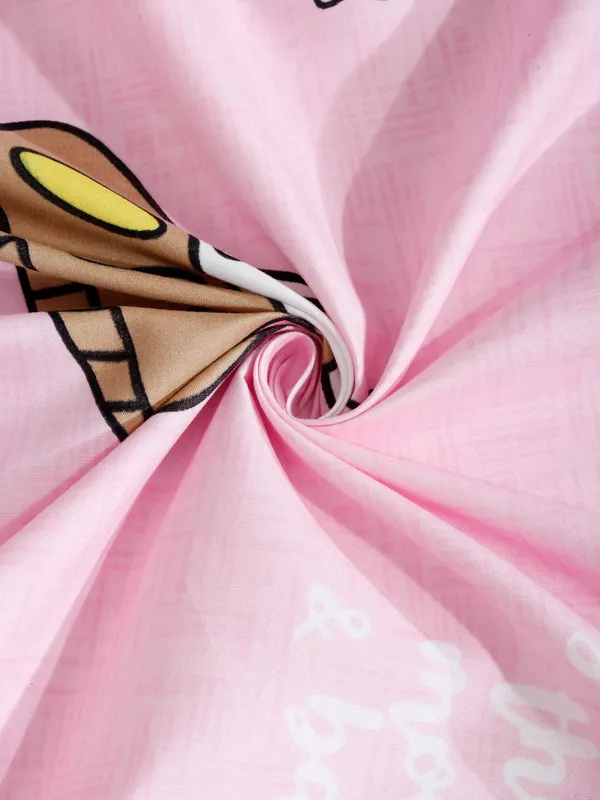144_TC_Microfibre_Kid's_Spaceship_Double_Bedsheet_With_2_King_Size_Pillow_Covers,_Pink