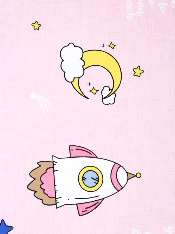 144_TC_Microfibre_Kid's_Spaceship_Double_Bedsheet_With_2_King_Size_Pillow_Covers,_Pink