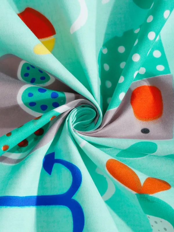 144_TC_Microfibre_Kid's_Aquatic_Animals_Double_Bedsheet_with_2_King_Size_Pillow_Covers
