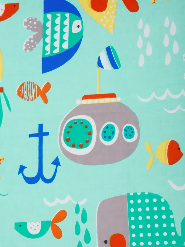 144_TC_Microfibre_Kid's_Aquatic_Animals_Double_Bedsheet_with_2_King_Size_Pillow_Covers