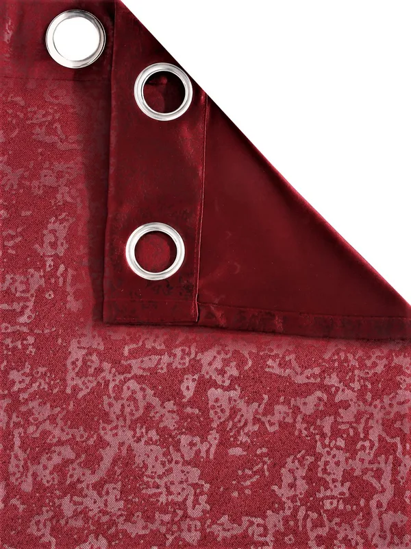 2_Pieces_100%_Blackout_Textured_Eyelet_Polyester_Curtains_-_Maroon