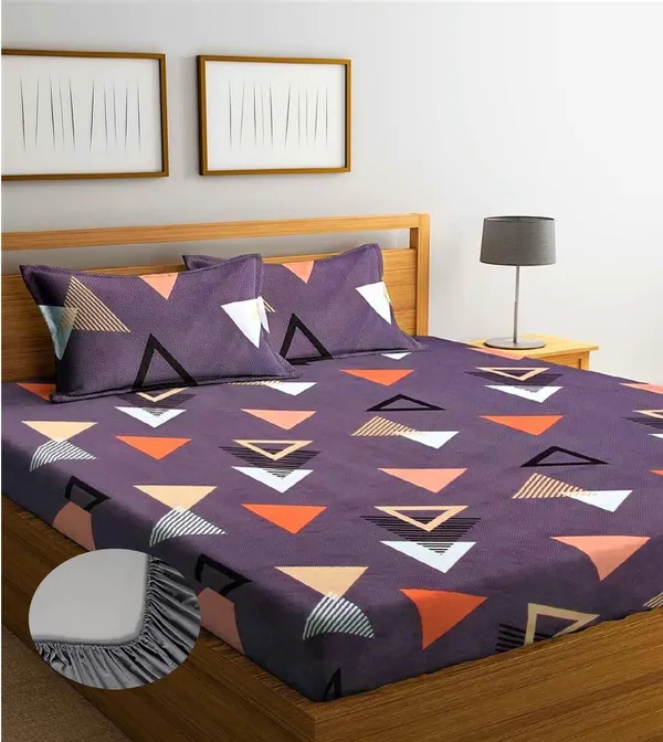 144_TC_Microfibre_Grey_Elastic_Fitted_Double_Bedsheet_(72X78_inch)_With_2_King_Size_Pillow_Covers,_Fit_for_Mattress:_72"X75"_&_72"X78"