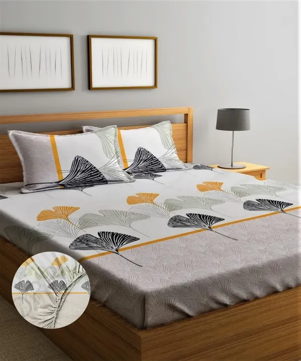 _210_TC_Microfibre_Green_Double_Fitted_Bedsheet_(72X78_inch)_with_2_King_Size_Pillow_Covers,_FIt_for_Mattress:_72"X75"_&_72"78"
