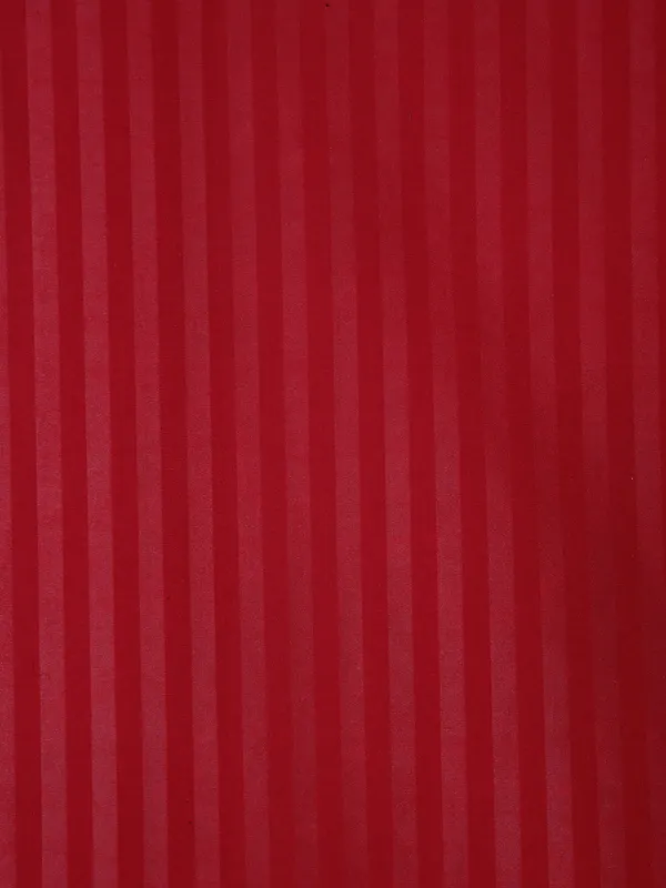 _300TC_Microfibre_Maroon_Satin_Striped_Elastic_Fitted_Double_Bedsheet_with_2_King_Size_Pillow_Covers,_Fit_for_Mattress:_72"X75"_&_72"X78"