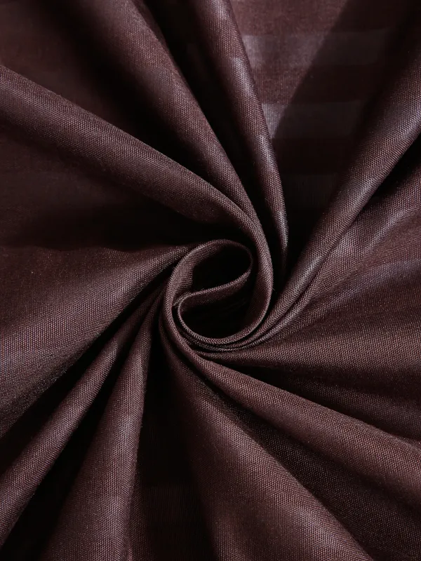 _300TC_Microfibre_Brown_Satin_Striped_Elastic_Fitted_Double_Bedsheet_with_2_King_Size_Pillow_Covers,_Fit_for_Mattress:_72"X75"_&_72"X78"
