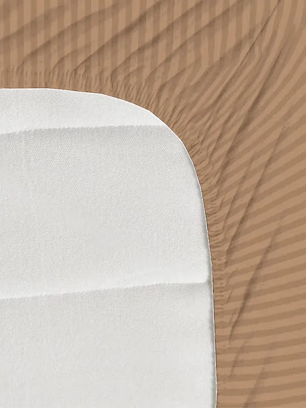_300TC_Microfibre_Beige_Satin_Striped_Elastic_Fitted_Double_Bedsheet_with_2_King_Size_Pillow_Covers,_Fit_for_Mattress:_72"X75"_&_72"X78"
