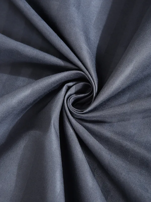 _300TC_Microfibre_Grey_Satin_Striped_Elastic_Fitted_Double_Bedsheet_with_2_King_Size_Pillow_Covers,_Fit_for_Mattress:_72"X75"_&_72"X78"