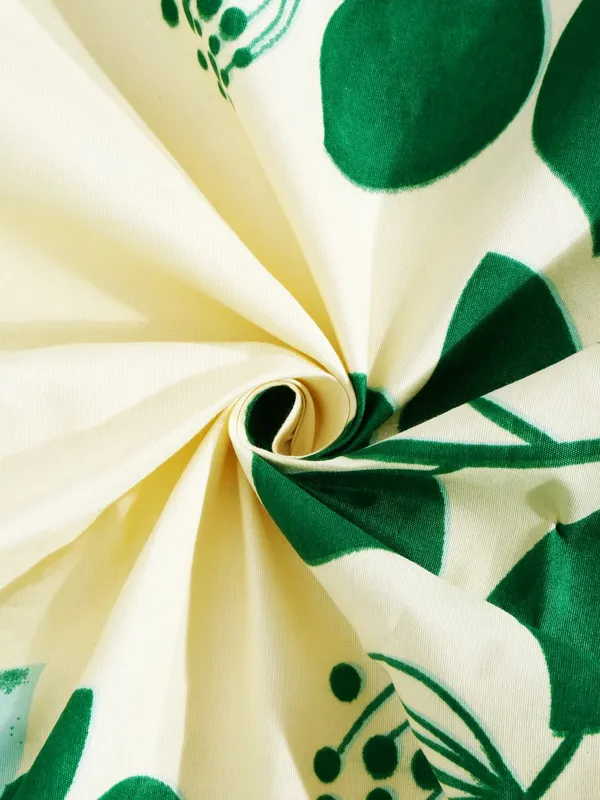 _144TC_Nature_Embrace_Lush_Green_Elastic_Fitted_Double_Bedsheet_with_2_King_Size_Pillow_Covers,_Fit_for_Mattress:_72"X75"_&_72"X78"