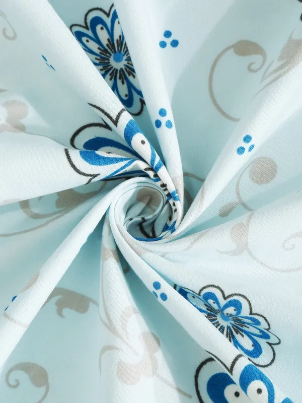 _144TC_Daisy_Dreams_Floral_Elastic_Fitted_Double_Bedsheet_with_2_King_Size_Pillow_Covers,_Fit_for_Mattress:_72"X75"_&_72"X78"