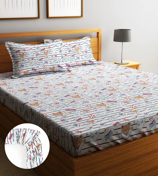 Home_Sizzler_144TC_Microfibre_Kid's_Toys_Elastic_Fitted_Double_Bedsheet_with_2_King_Size_Pillow_Covers