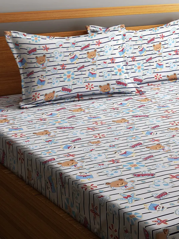 Home_Sizzler_144TC_Microfibre_Kid's_Toys_Elastic_Fitted_Double_Bedsheet_with_2_King_Size_Pillow_Covers