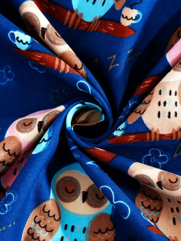 Home_Sizzler_144TC_Microfibre_Kid's_Owl_Elastic_Fitted_Double_Bedsheet_with_2_King_Size_Pillow_Covers