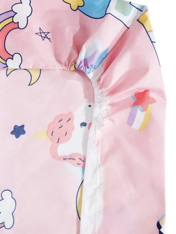 Home_Sizzler_144TC_Microfibre_Kid's_Unicorn_Elastic_Fitted_Double_Bedsheet_with_2_King_Size_Pillow_Covers