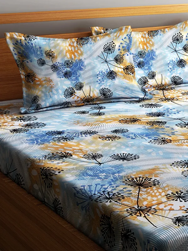 Home_Sizzler_144TC_Floral_Fusion_Elastic_Fitted_Double_Bedsheet_with_2_King_Size_Pillow_Covers