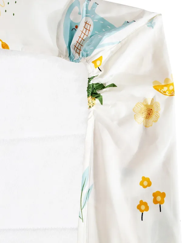 Home_Sizzler_144TC_Kid's_Lion's_Haven_Elastic_Fitted_Double_Bedsheet_(72X78_Inch)_With_2_King_Size_Pillow_Covers