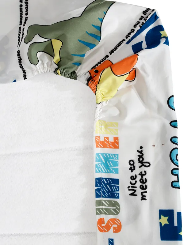 Home_Sizzler_144TC_Kid's_Dinosours_Elastic_Fitted_Double_Bedsheet_(72X78_Inch)_With_2_King_Size_Pillow_Covers