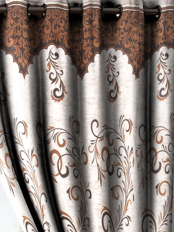 2_Pieces_Classic_Panel_Eyelet_Polyester_Curtains_-_Brown