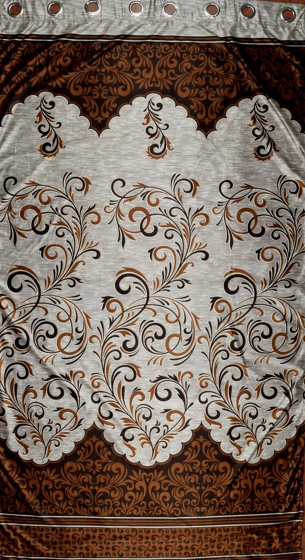 2_Pieces_Classic_Panel_Eyelet_Polyester_Curtains_-_Brown