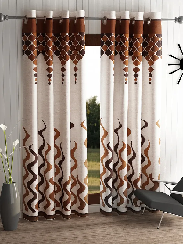 2_Pieces_Wave_Panel_Eyelet_Polyester_Curtains_-_Brown
